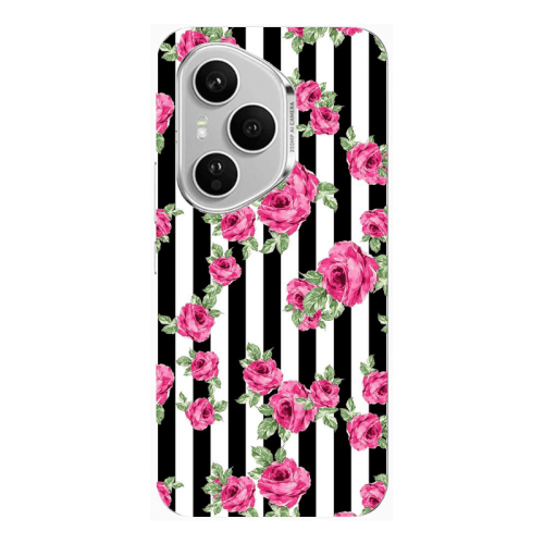 Honor Magic 400 Pro Roses and black line Transparent Silicone TPU Θήκη